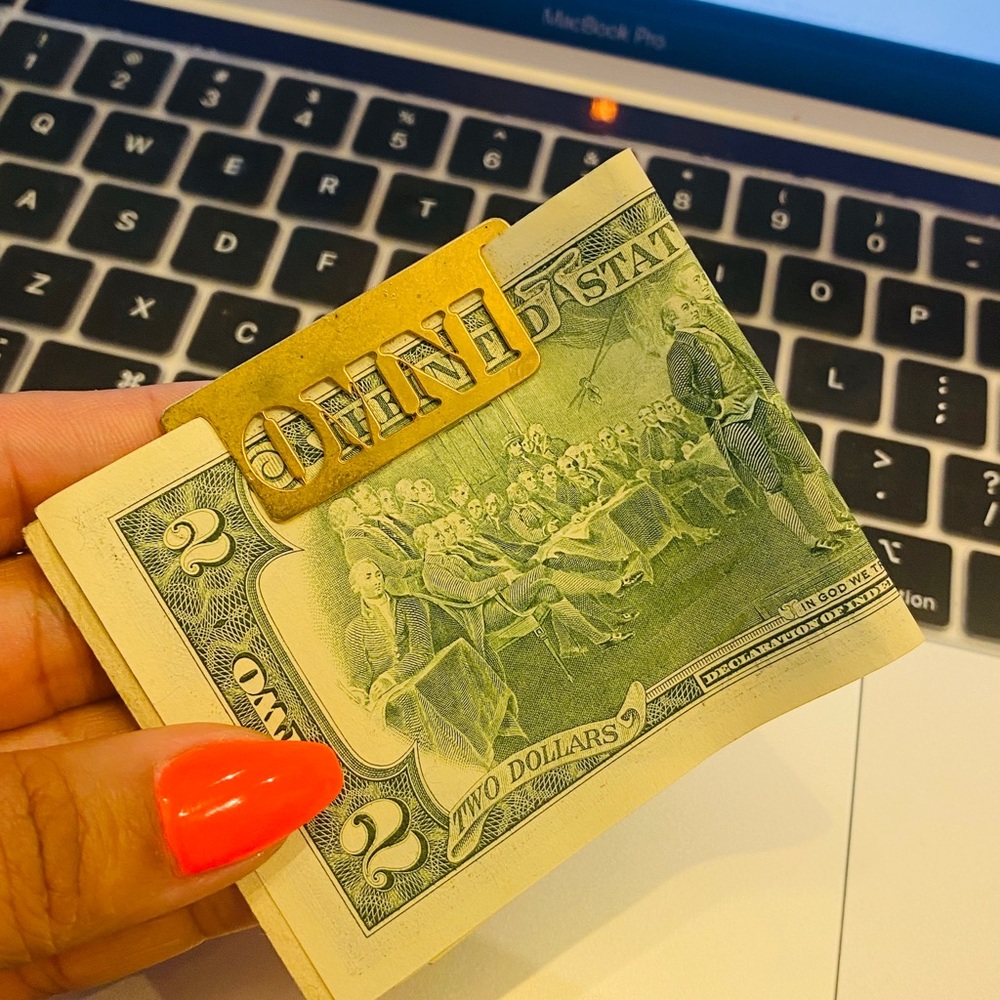 80s Vintage Brass Paper Money Index Clip By Omni